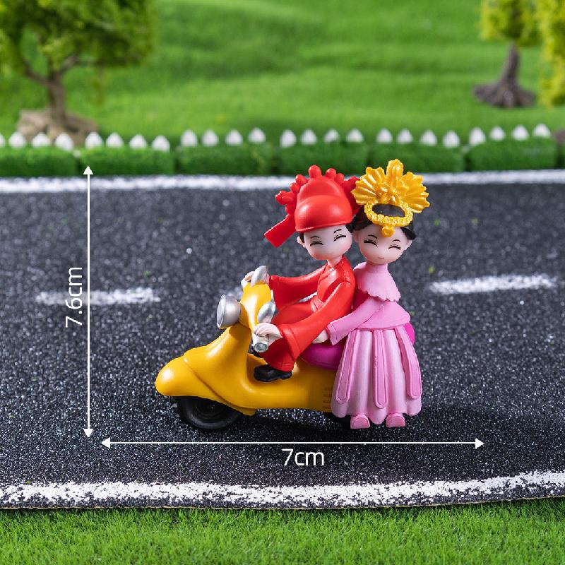 Tiểu cảnh xe máy cổ, đôi uyên ương DIY, búp bê mini, phụ kiện bàn tiểu cảnh sáng tạo (ZC-500)