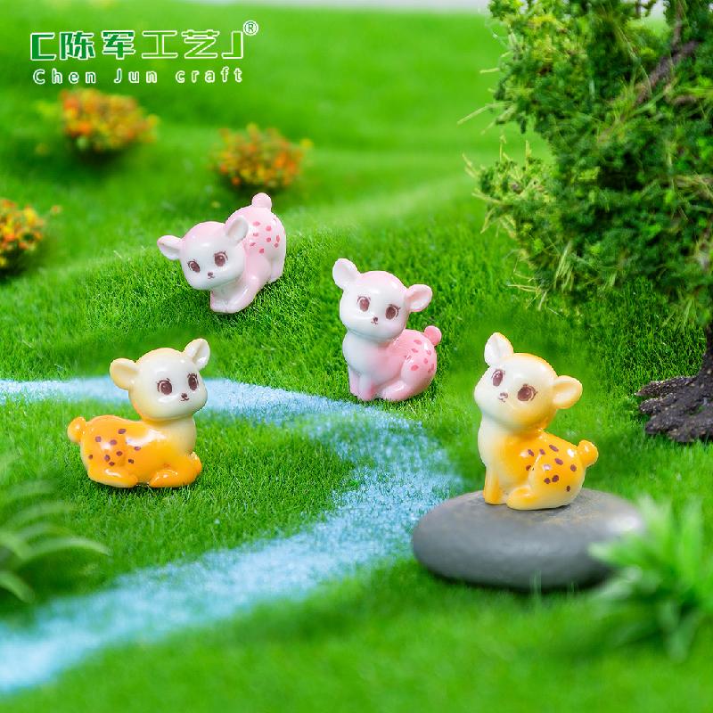 微景观创意如意鹿鹿公仔园艺造景 DIY装饰品挂配件迷你树脂小摆件