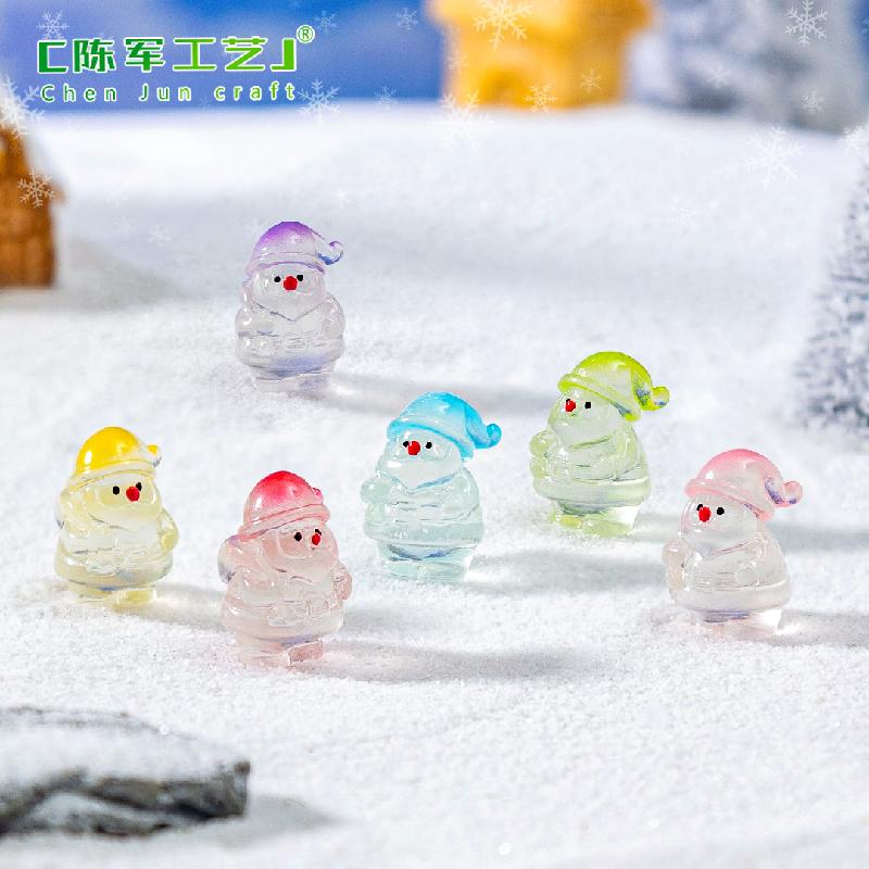微景观创意夜光圣诞老人萌粒造雪景 DIY装饰品配件迷你树脂小摆件
