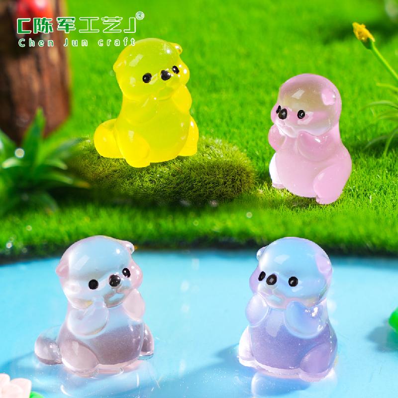 微景观创意夜光小海獭动物鱼缸造景 DIY装饰品配件迷你生态瓶小摆