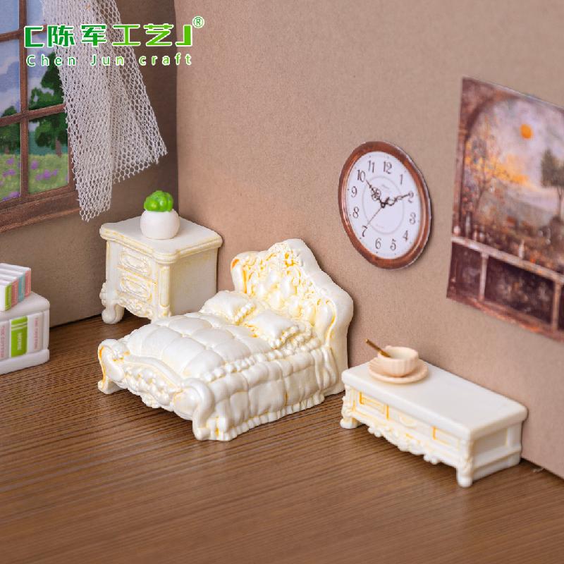 微景观巴洛克家具沙发床微缩模型娃娃屋 DIY装饰品配件迷你小摆件