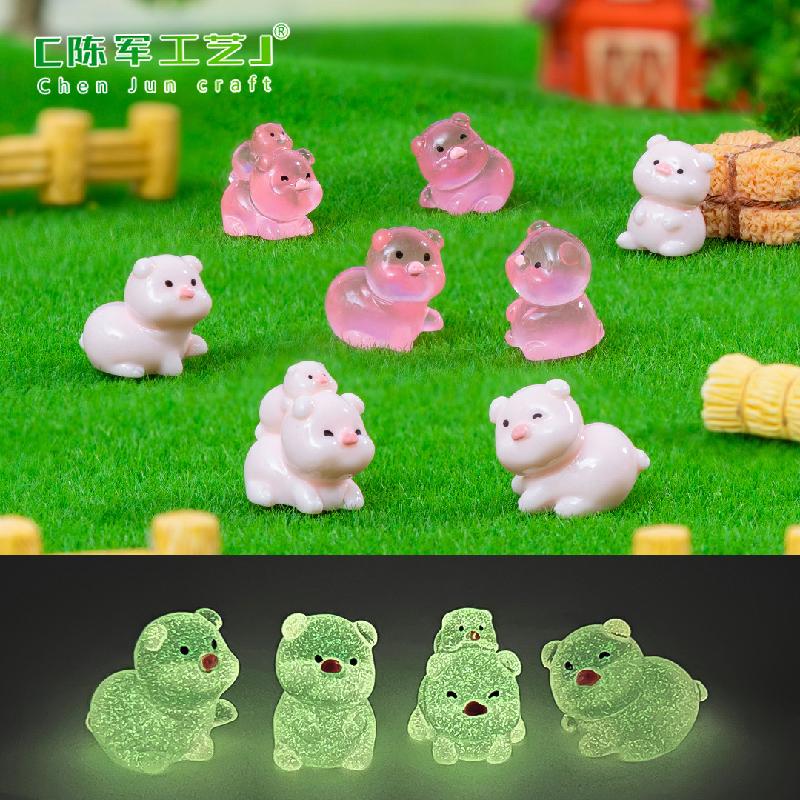 微景观可爱夜光胖墩墩小猪萌粒公仔DIY 装饰品配件迷你桌面小摆件