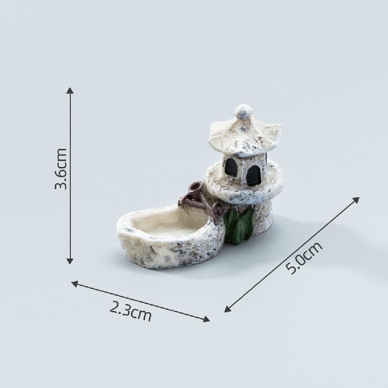 Tiểu cảnh hồ nước và tháp, phụ kiện trang trí chậu cây mini (ZC-305)