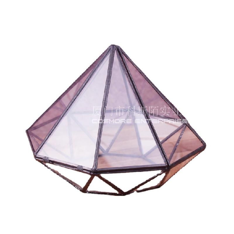 DG-228 Bảng đá kim cương có ba cửa kính, hoa thịnh vượng, thảo mạch, ly nhỏ cảnh quan, bình trong suốt, ý tưởng đa rễ cảnh