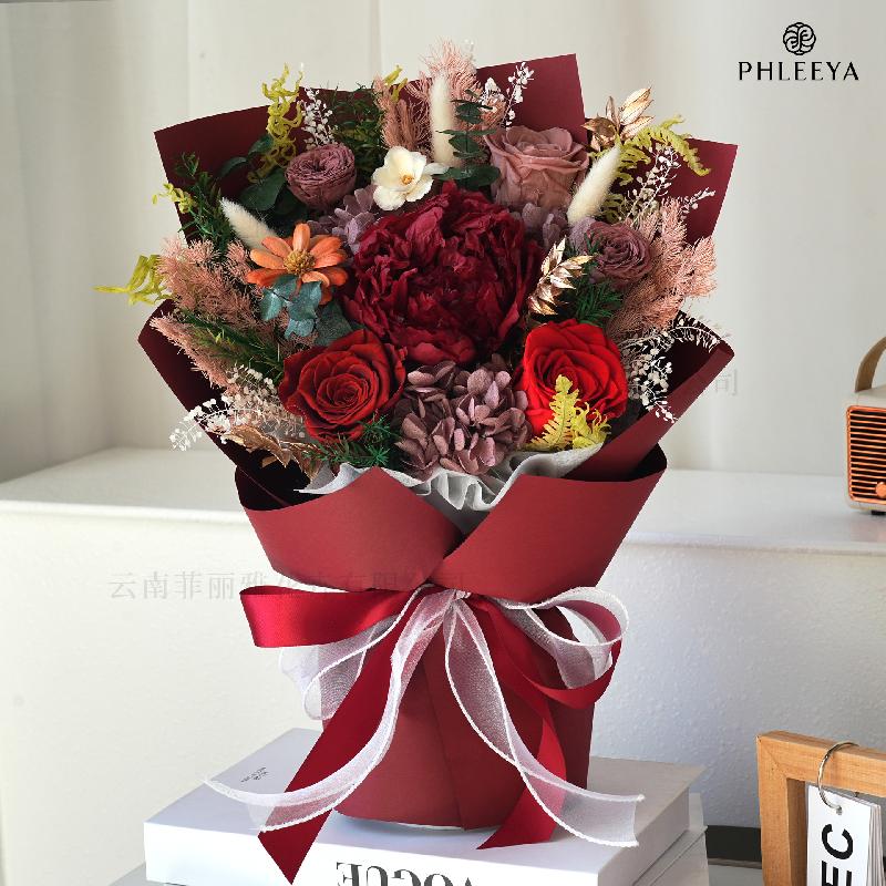 Bó hoa mẫu đơn vĩnh cửu quà giáo viên Thất Tịch Valentine (HK-29)