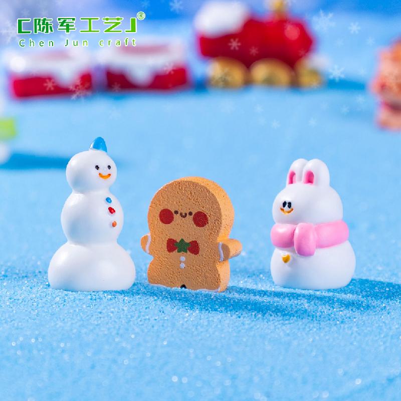 跨境新品微景观创意雪人麋鹿圣诞节 DIY装饰品配件迷你树脂小摆件