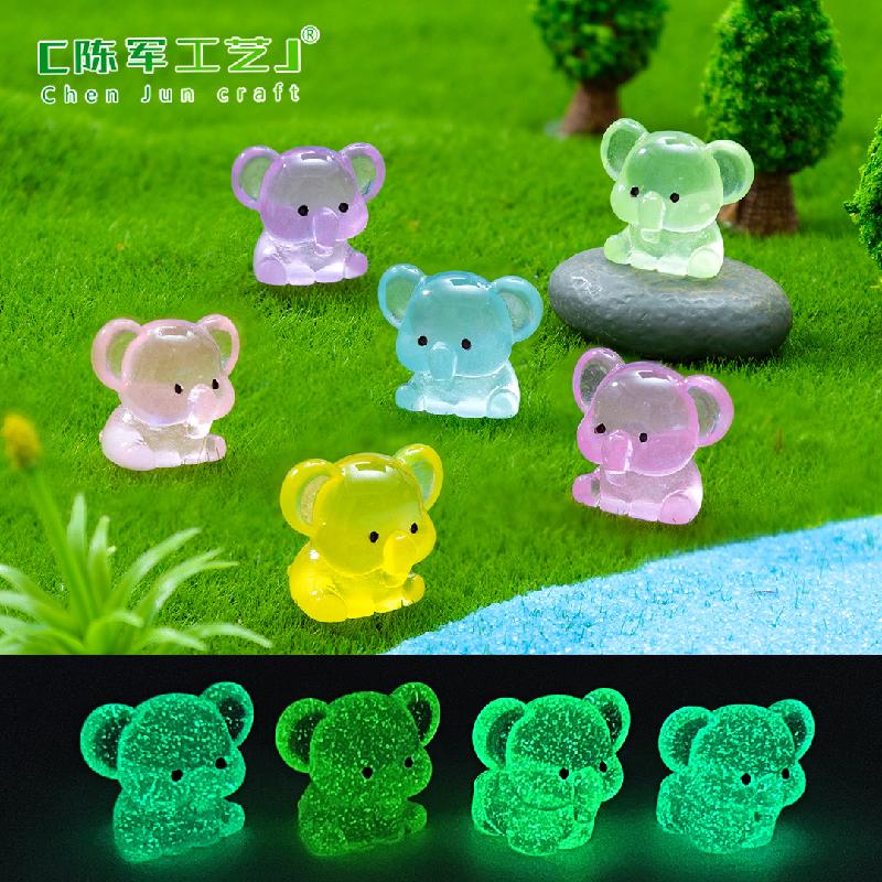 微景观创意夜光小象萌粒园艺造景 DIY装饰品挂配件迷你树脂小摆件
