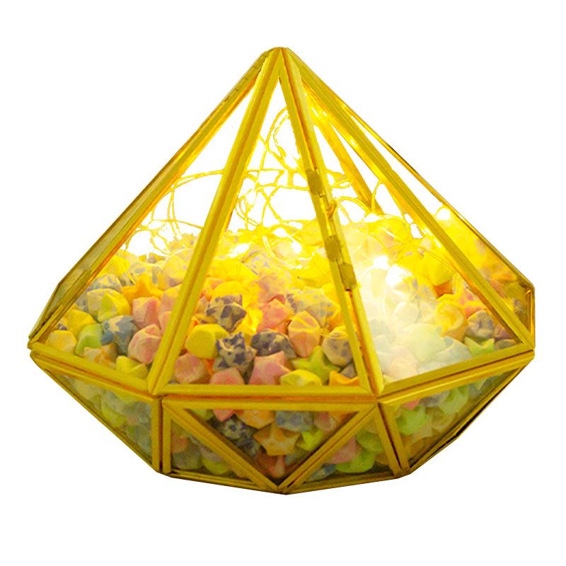 DG-228 Bảng đá kim cương có ba cửa kính, hoa thịnh vượng, thảo mạch, ly nhỏ cảnh quan, bình trong suốt, ý tưởng đa rễ cảnh