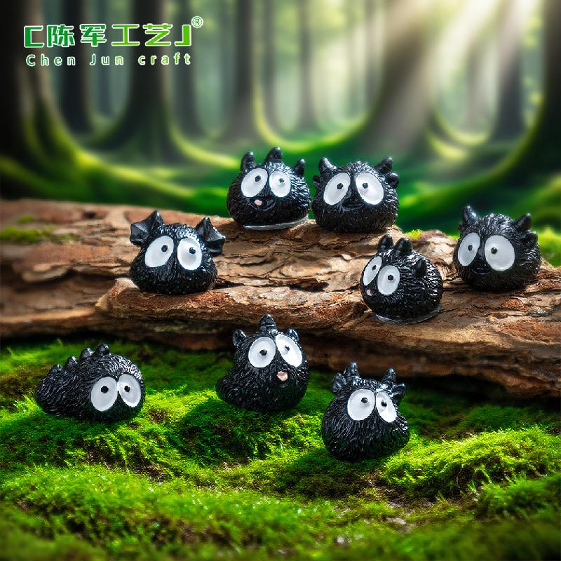 跨境新品微景观创意黑色小怪兽萌粒 DIY装饰品配件迷你树脂小摆件