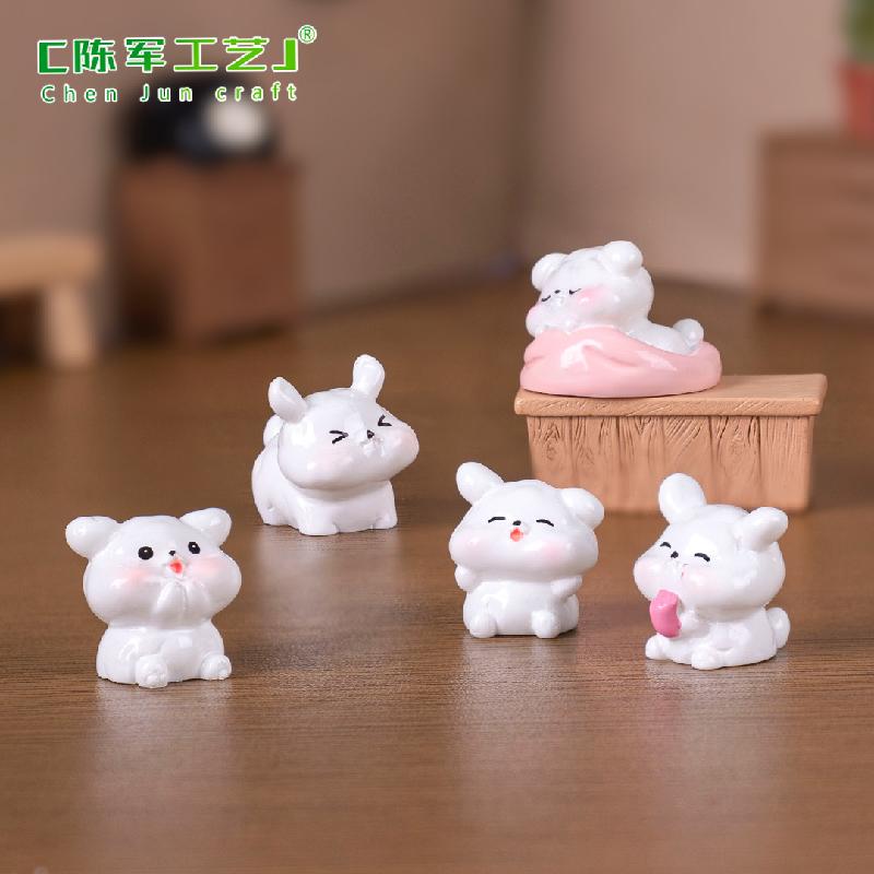 微景观创意可爱小白狗公仔萌粒 DIY装饰品配件迷你车载桌面小摆件