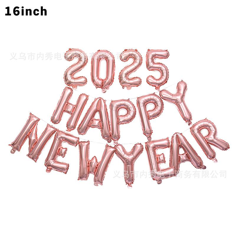Bóng bay nhôm chữ cái "Happy New Year" 16 inch cho Tết 2025 - trang trí không gian tiệc và sự kiện. Lý tưởng cho bữa tiệc đếm ngược và trang trí lễ hội.