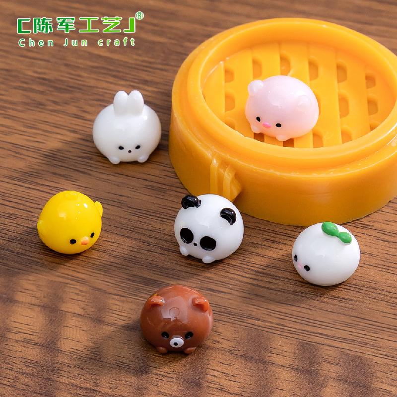 Tiểu cảnh gấu trúc và thỏ với xửng hấp, trang trí dễ thương (ZC-304)