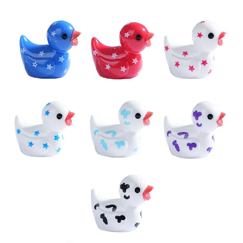 外贸新品微景观创意国旗星星卡通小鸭子 DIY装饰品迷你树脂小摆件
