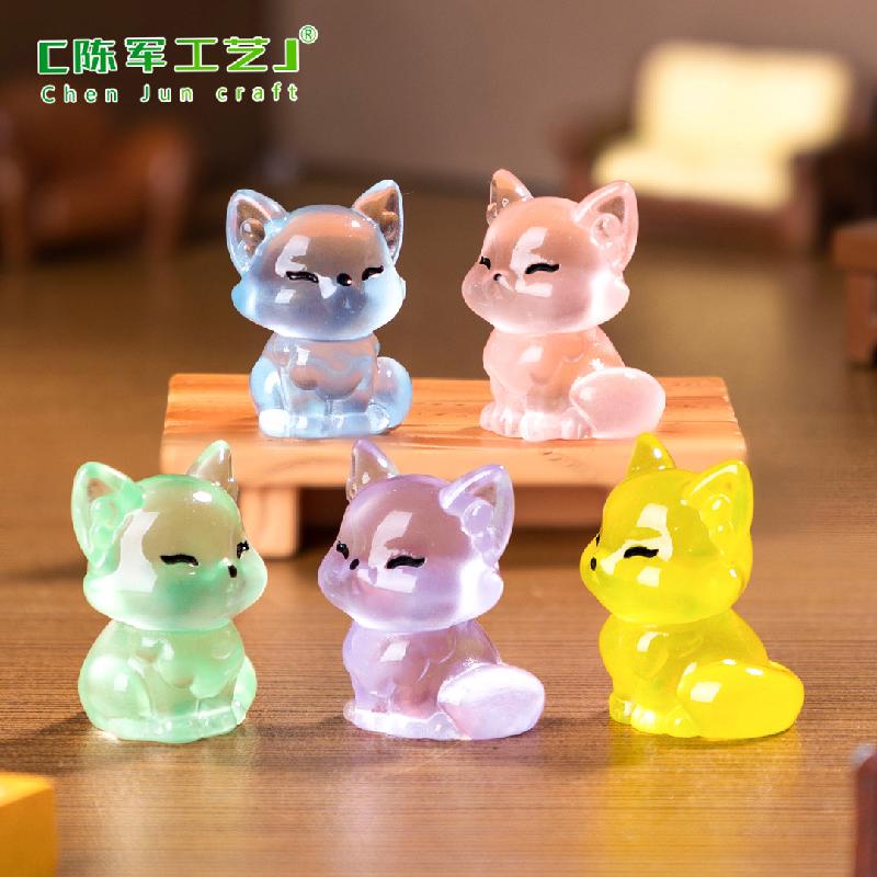 微景观创意夜光小狐狸动物盲袋配件 DIY装饰品配件迷你树脂小摆件