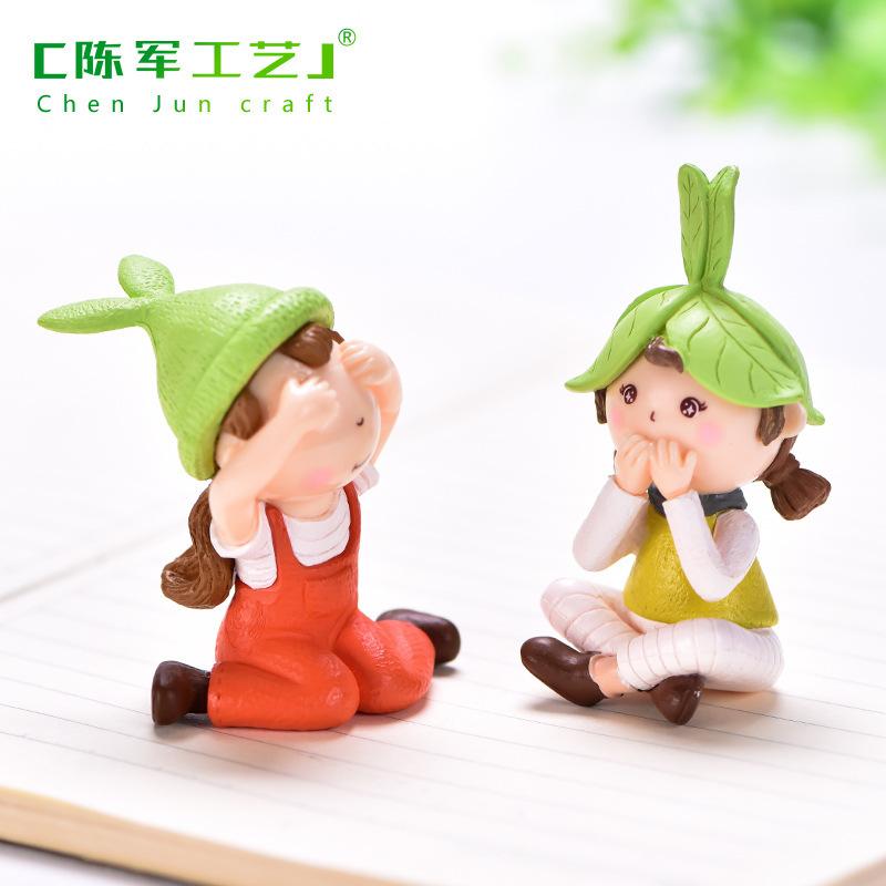 微景观创意可爱三不娃娃女孩 DIY装饰品挂配件迷你车载桌面小摆件