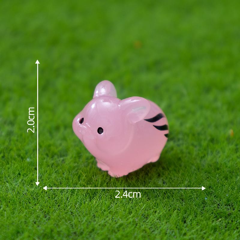 微景观创意夜光炫彩小野猪萌粒公仔 DIY装饰品配件迷你树脂小摆件