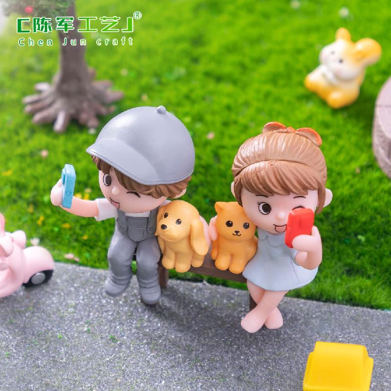 微景观创意自拍情侣男孩女孩公仔 DIY装饰品挂配件迷你桌面小摆件