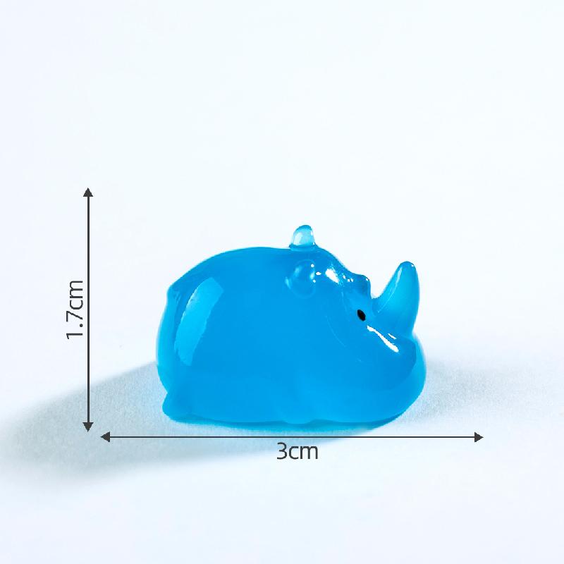 跨境新品微景观创意夜光小犀牛公仔动物 DIY装饰品配件迷你小摆件