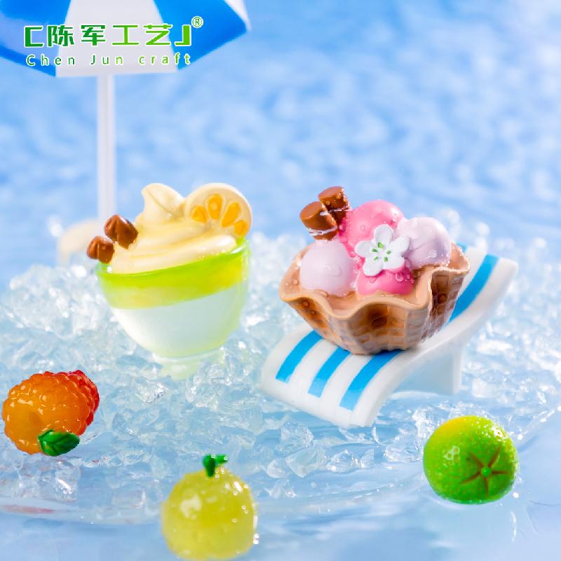 Kem ice cream giả bằng kem nhựa - phụ kiện trang trí 3D, mô hình mini bằng resin (ZC-1416)