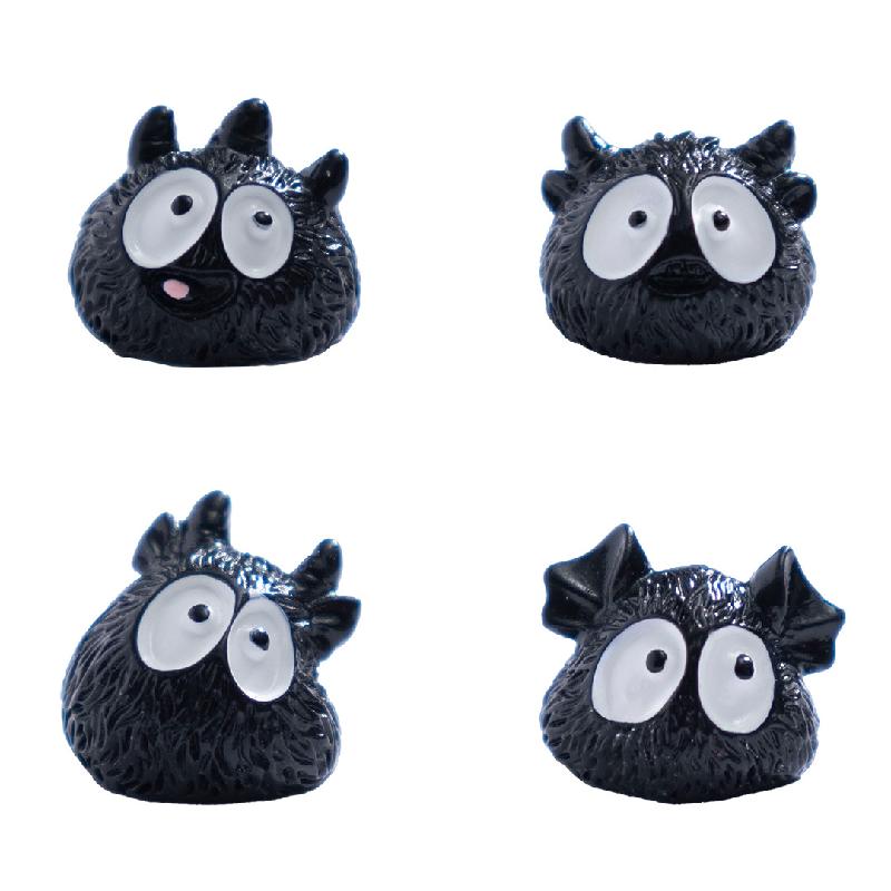 跨境新品微景观创意黑色小怪兽萌粒 DIY装饰品配件迷你树脂小摆件