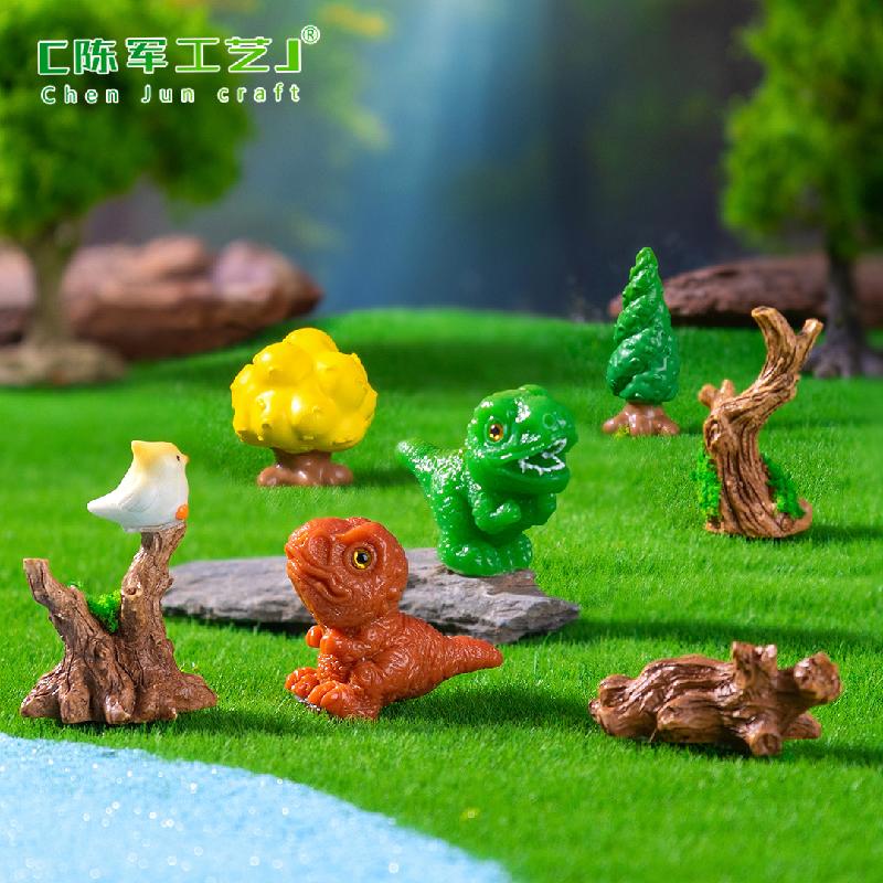 跨境新品微景观创意写实恐龙树桩园艺造景 DIY装饰配件迷你小摆件
