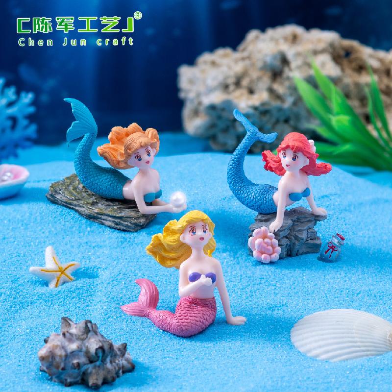 微景观创意礁石美人鱼鱼缸水族造景 DIY装饰配件PVC微缩场景小摆