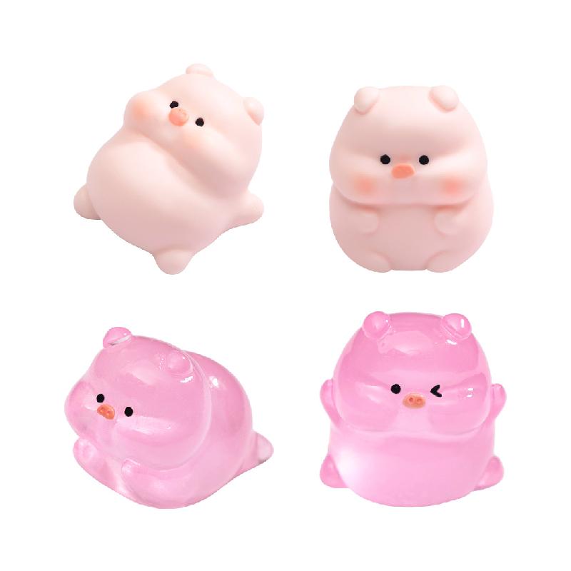 微景观创意可爱夜光圆圆小猪公仔娃屋 DIY装饰配件迷你桌面小摆件