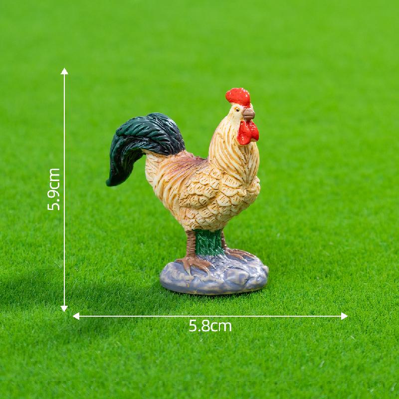Tiểu cảnh gà trống và gà mái, phụ kiện trang trí cây cảnh mini (ZC-561)