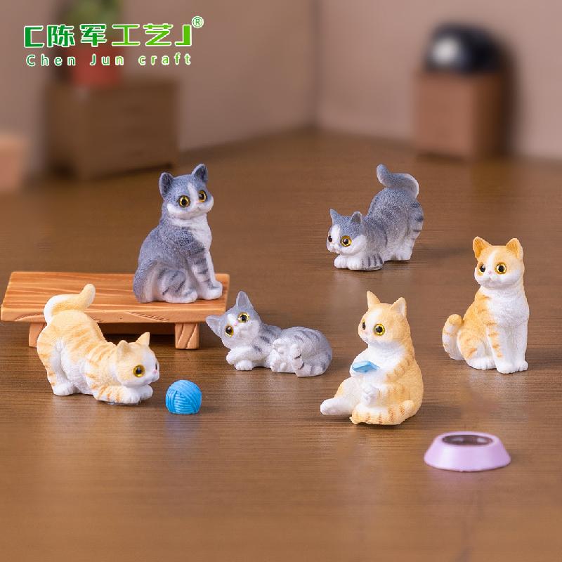 Tiểu cảnh mèo tinh nghịch, búp bê DIY, phụ kiện xe hơi tiểu cảnh mini đáng yêu (ZC-536)