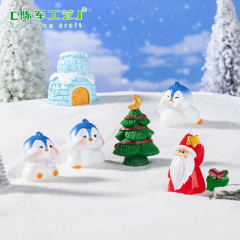 微景观创意可爱圣诞老人企鹅雪地造景 DIY装饰配件迷你桌面小摆件