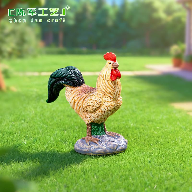 Tiểu cảnh gà trống và gà mái, phụ kiện trang trí cây cảnh mini (ZC-561)