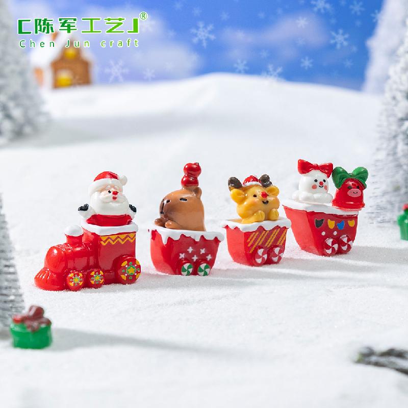 跨境新品圣诞雪人小鹿萌粒雪地造景 DIY装饰品配件迷你桌面小摆件