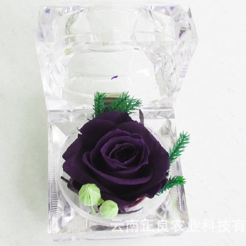 Hộp mica hoa hồng vĩnh cửu đựng nhẫn dây chuyền quà Valentine cao cấp (HK-144)