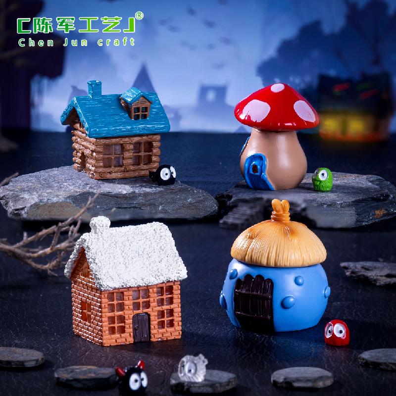 跨境外贸微景观创意发光房子万圣节造景DIY装饰品配件迷你小摆件