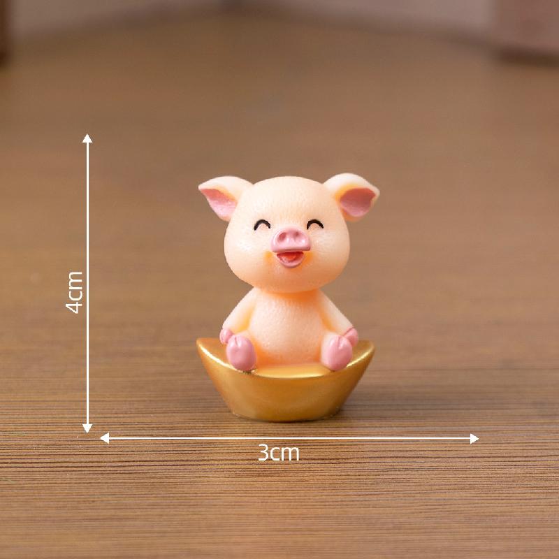 Tiểu cảnh heo may mắn, trang trí cây cảnh và xe hơi mini (ZC-398)