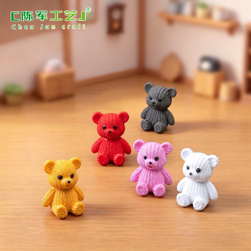 Gấu len móc khóa mini tiểu cảnh PVC trang trí dễ thương (ZC-756)