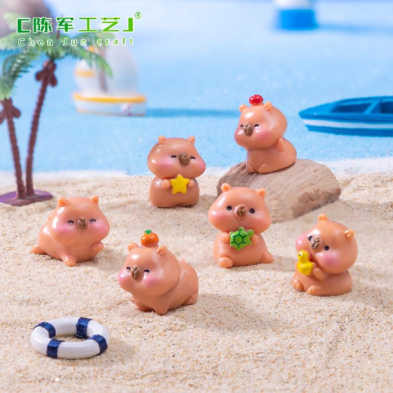 微景观创意简单卡皮巴拉公仔 DIY装饰品挂配件迷你车载桌面小摆件