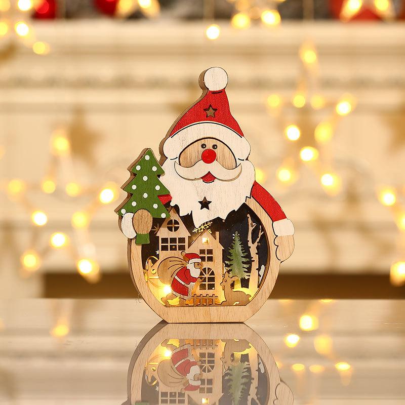 Sản phẩm mới: Đồ trang trí Giáng Sinh LED phát sáng, Santa gỗ, lý tưởng cho trang trí cây thông Noel và khách sạn.