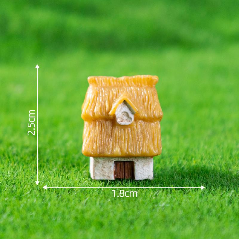 微景观创意良渚文化堆小人稻草茅草屋 DIY装饰配件迷你树脂小摆件