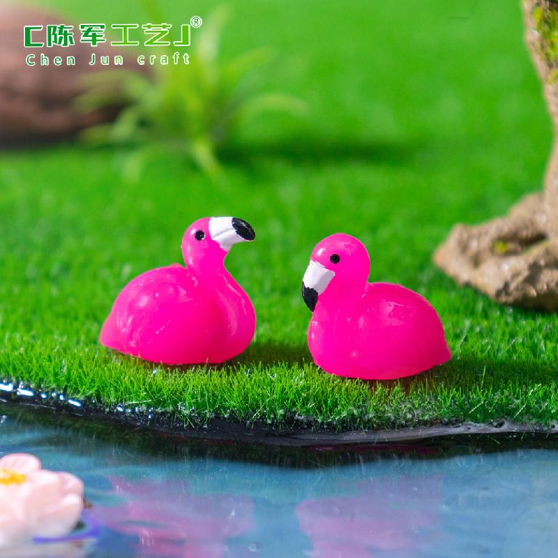 跨境外贸微景观创意迷你火烈鸟公仔萌粒 DIY装饰品配件树脂小摆件