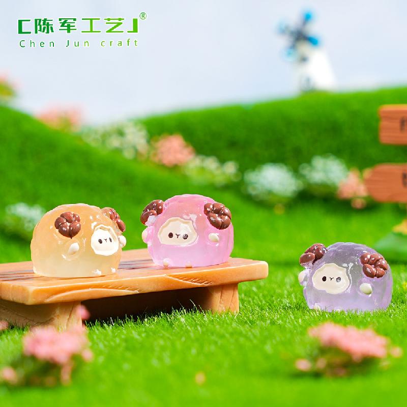 跨境微景观创意夜光小绵羊园艺造景 DIY装饰品配件迷你桌面小摆件