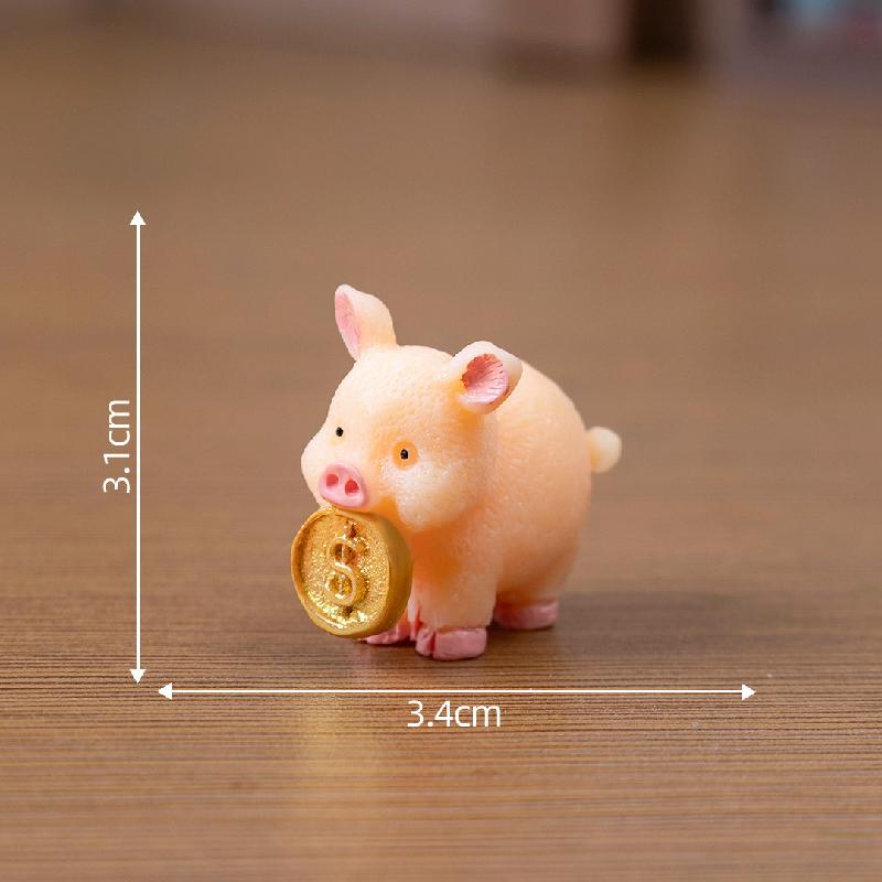 Tiểu cảnh heo may mắn, trang trí cây cảnh và xe hơi mini (ZC-398)