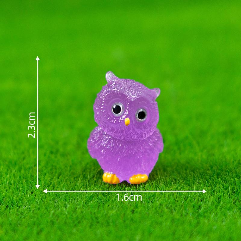 跨境微景观夜光萌萌猫头鹰公仔园艺造景 DIY装饰品配件迷你小摆件