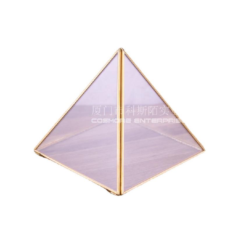 DG-166 Tam giác vàng bằng đồng bạc Đông Bắc Âu, hình nhiều mặt, kính thủy tinh, hoa phòng, thể thức gửi quà hoa bền vững