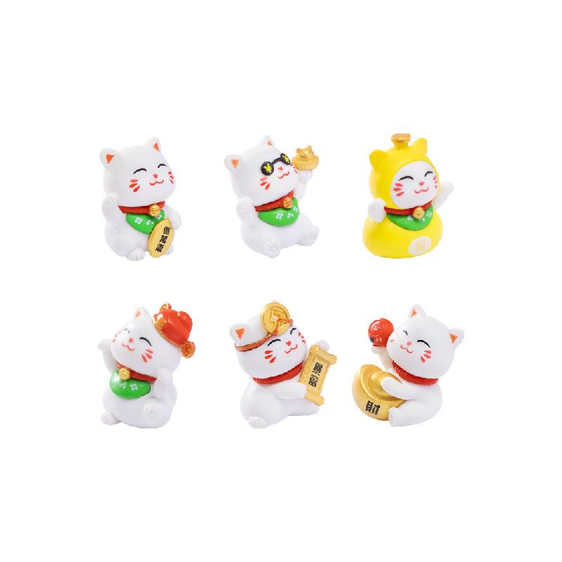 Tiểu cảnh mèo may mắn, 6 kiểu, trang trí vườn DIY mini (ZC-124)