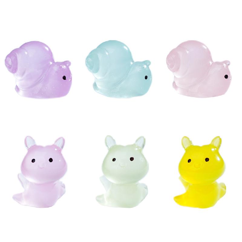 微景观创意夜光萌萌小动物蜗牛海兔 DIY装饰品配件迷你桌面小摆件