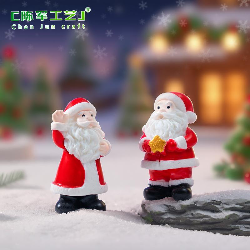 跨境新品微景观写实圣诞老人 雪地造景diy装饰品挂配件迷你小摆件