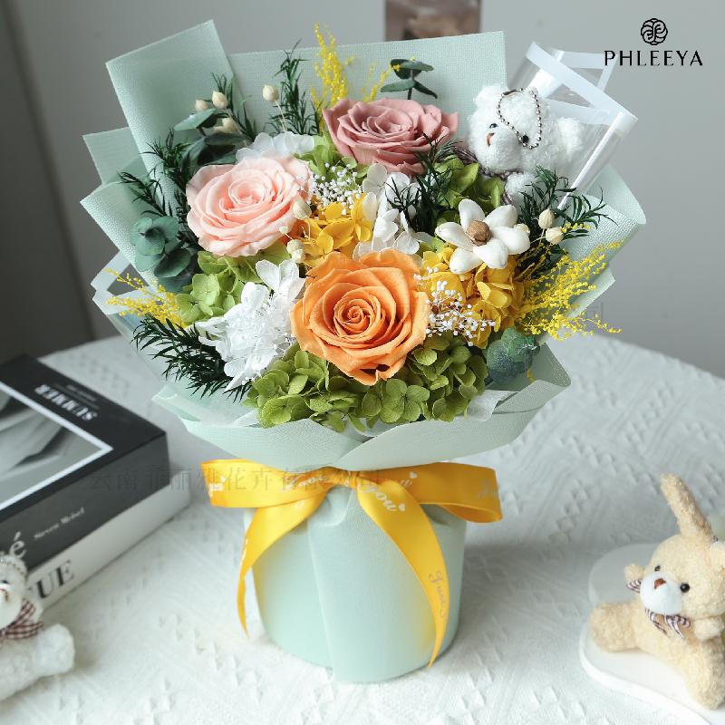 Bó hoa hồng vĩnh cửu quà giáo viên Thất Tịch Valentine cao cấp (HK-40)