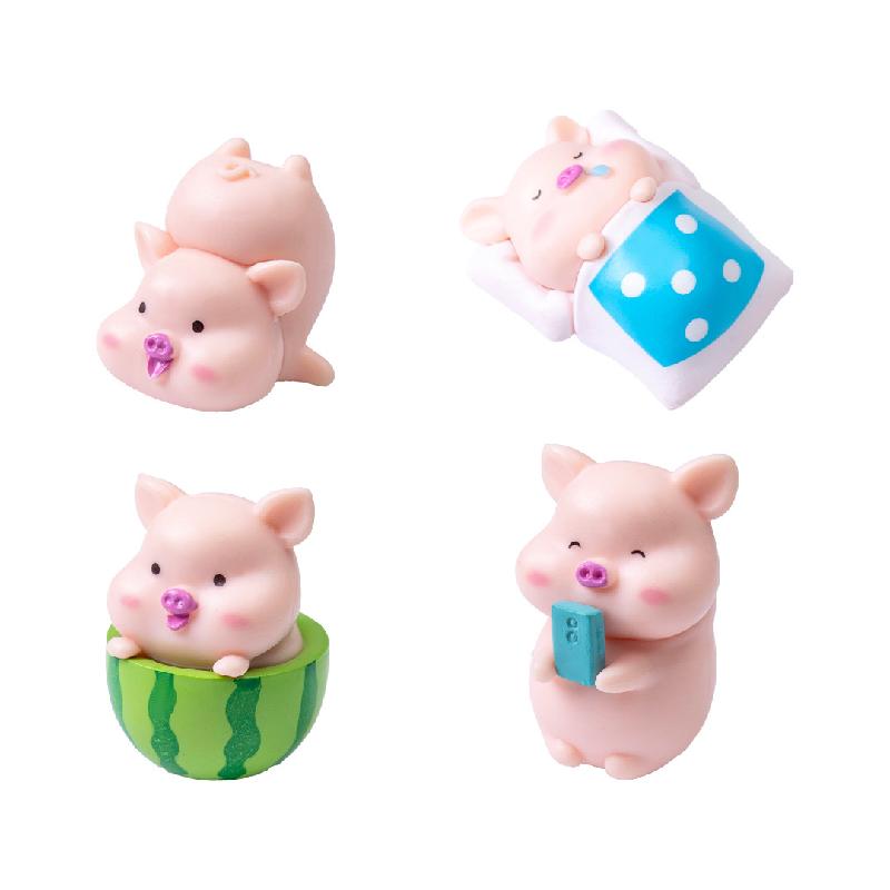 Tiểu cảnh heo dễ thương, túi xách và dưa hấu mini PVC (ZC-141)