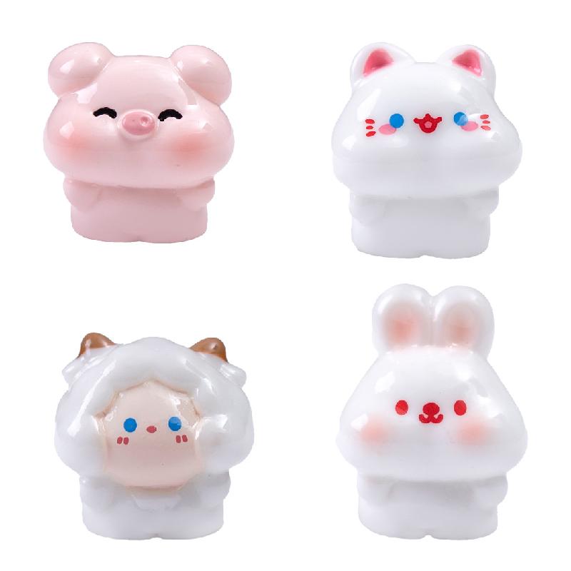 微景观创意豆丁小动物小猪猫咪萌粒公仔 DIY装饰品配件迷你小摆件